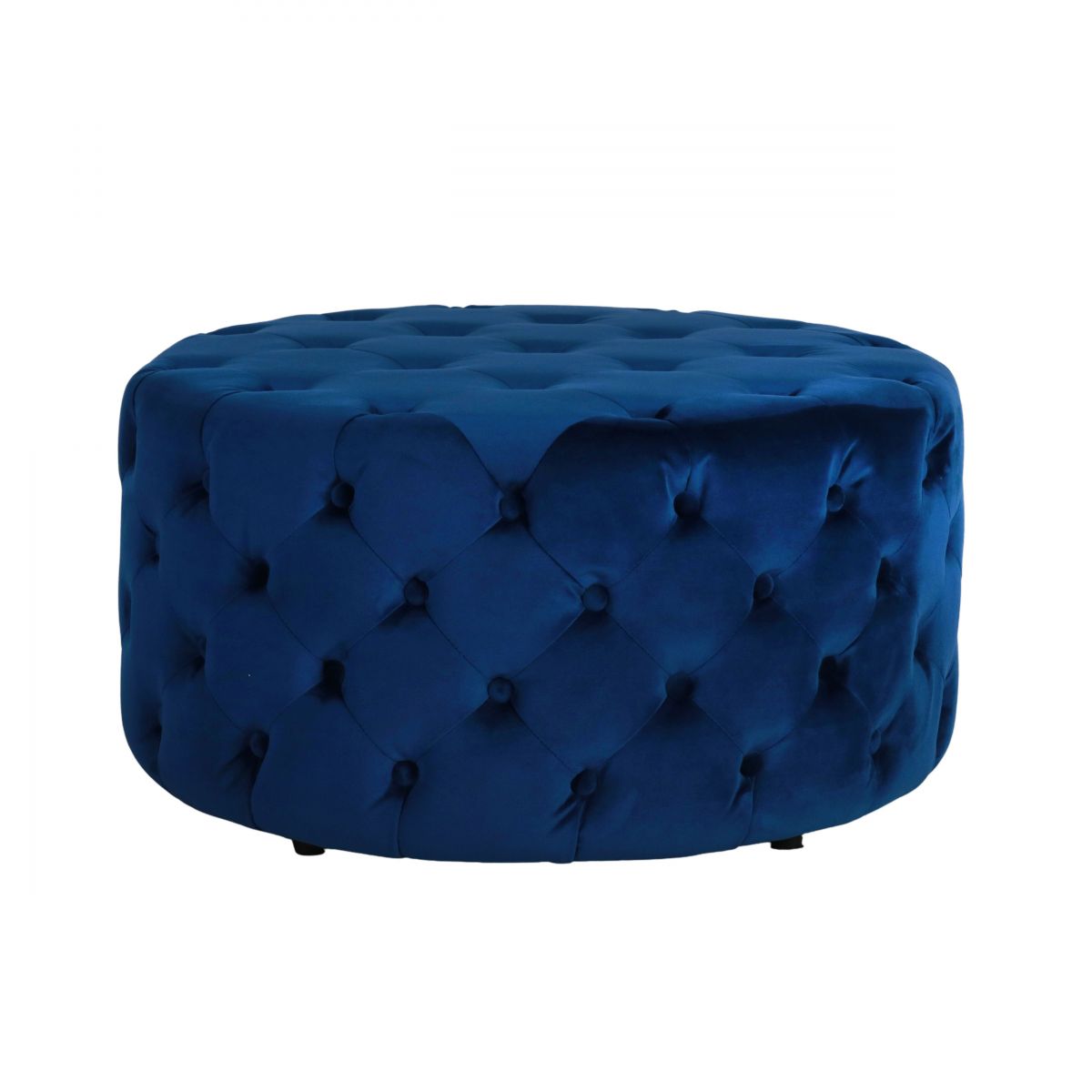 Round deep buttoned ottoman in velvet