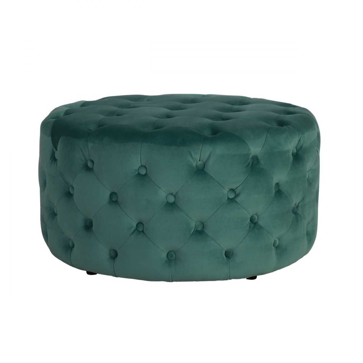 Round deep buttoned ottoman in velvet