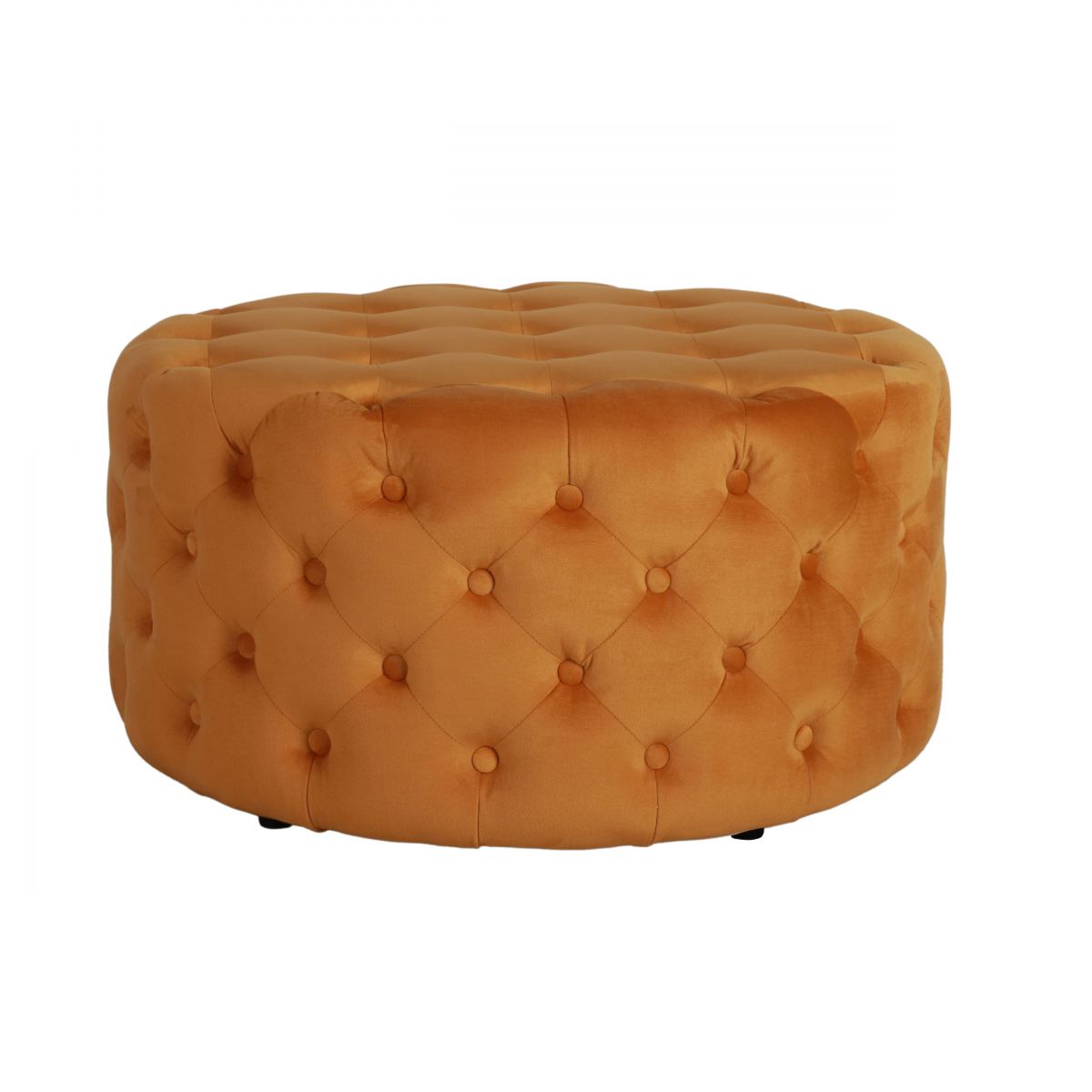 Round deep buttoned ottoman in velvet