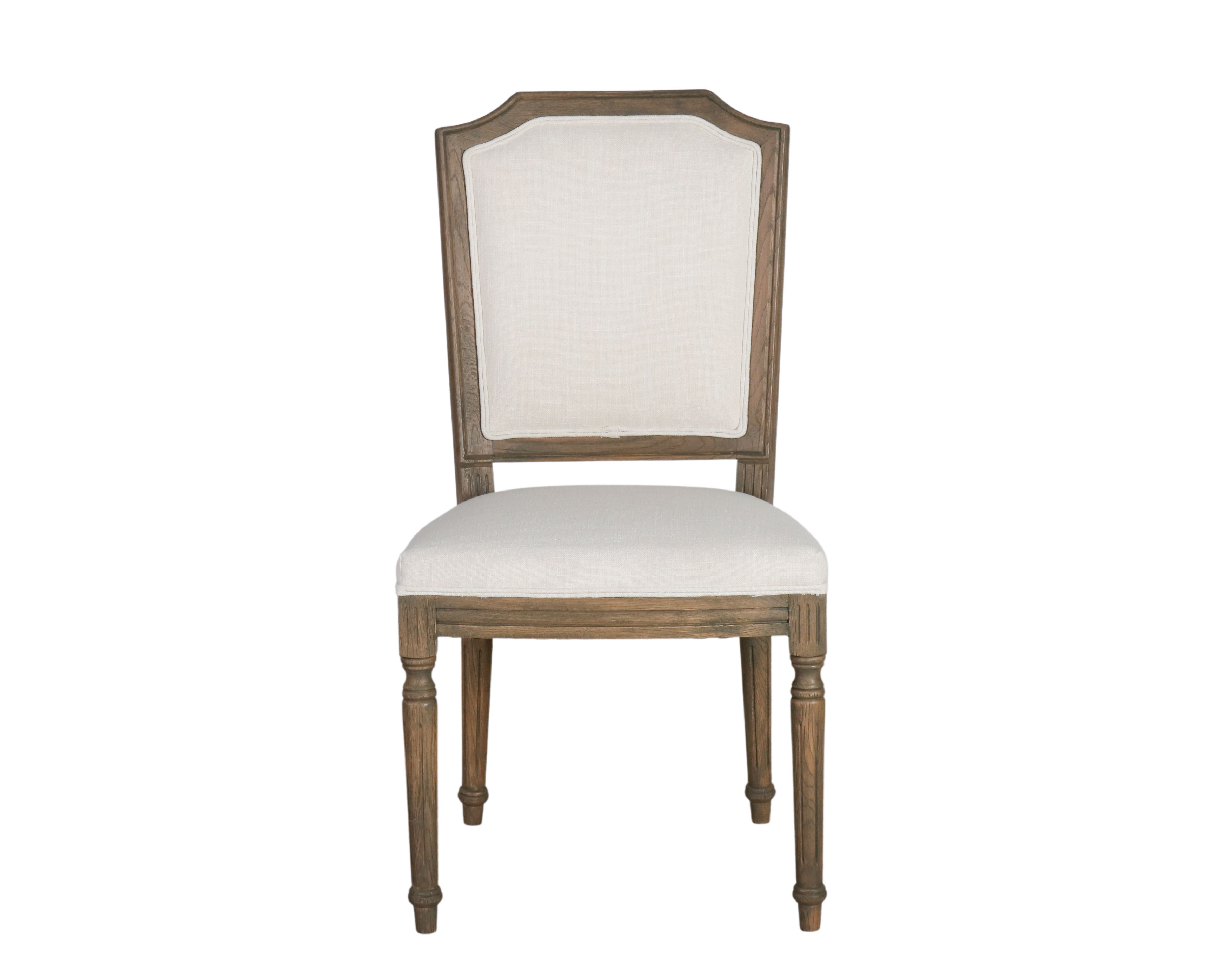 cream upholstered dining chair with dark wood frame Château collection