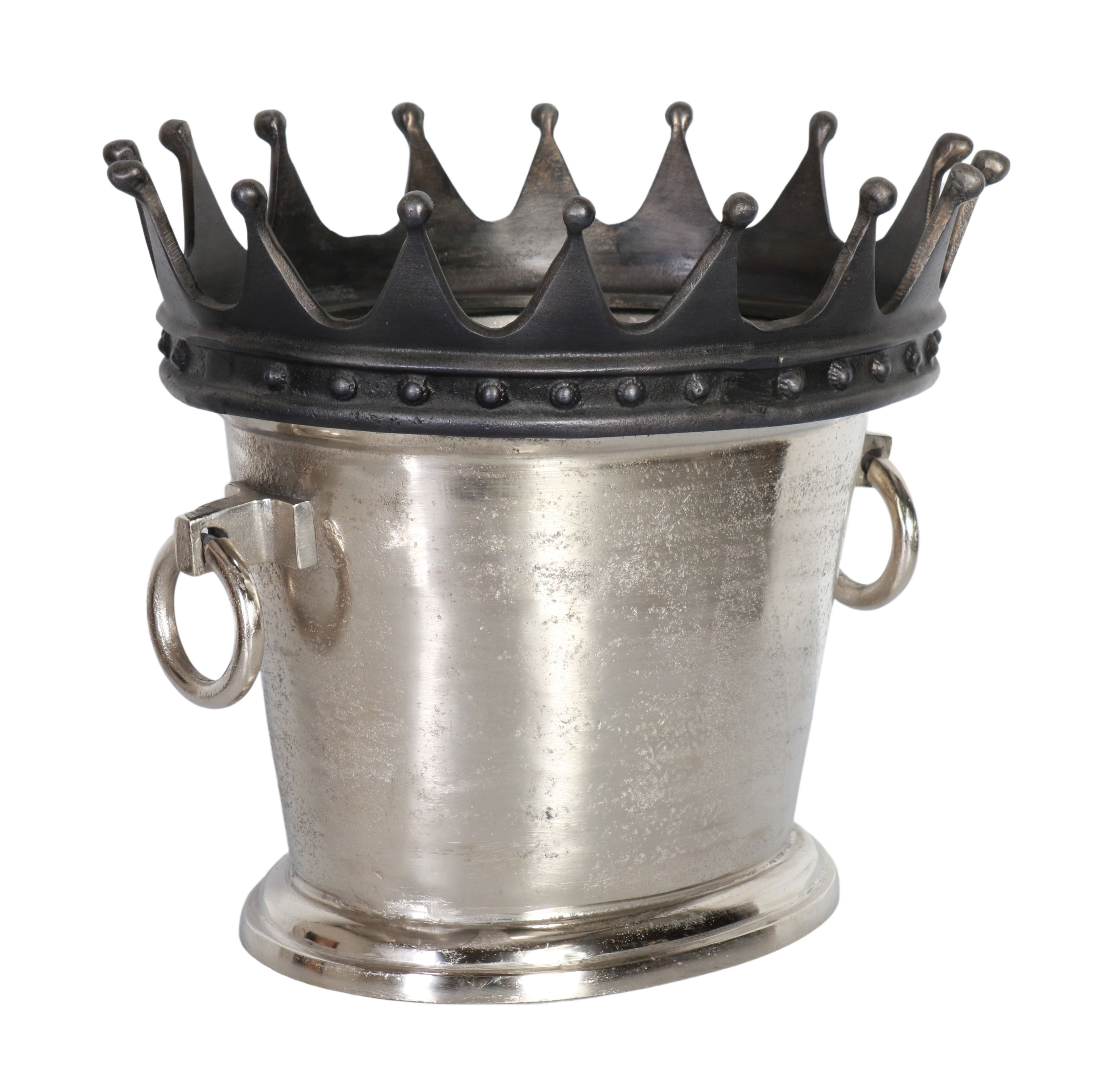 nickel oval wine cooler with crown detail