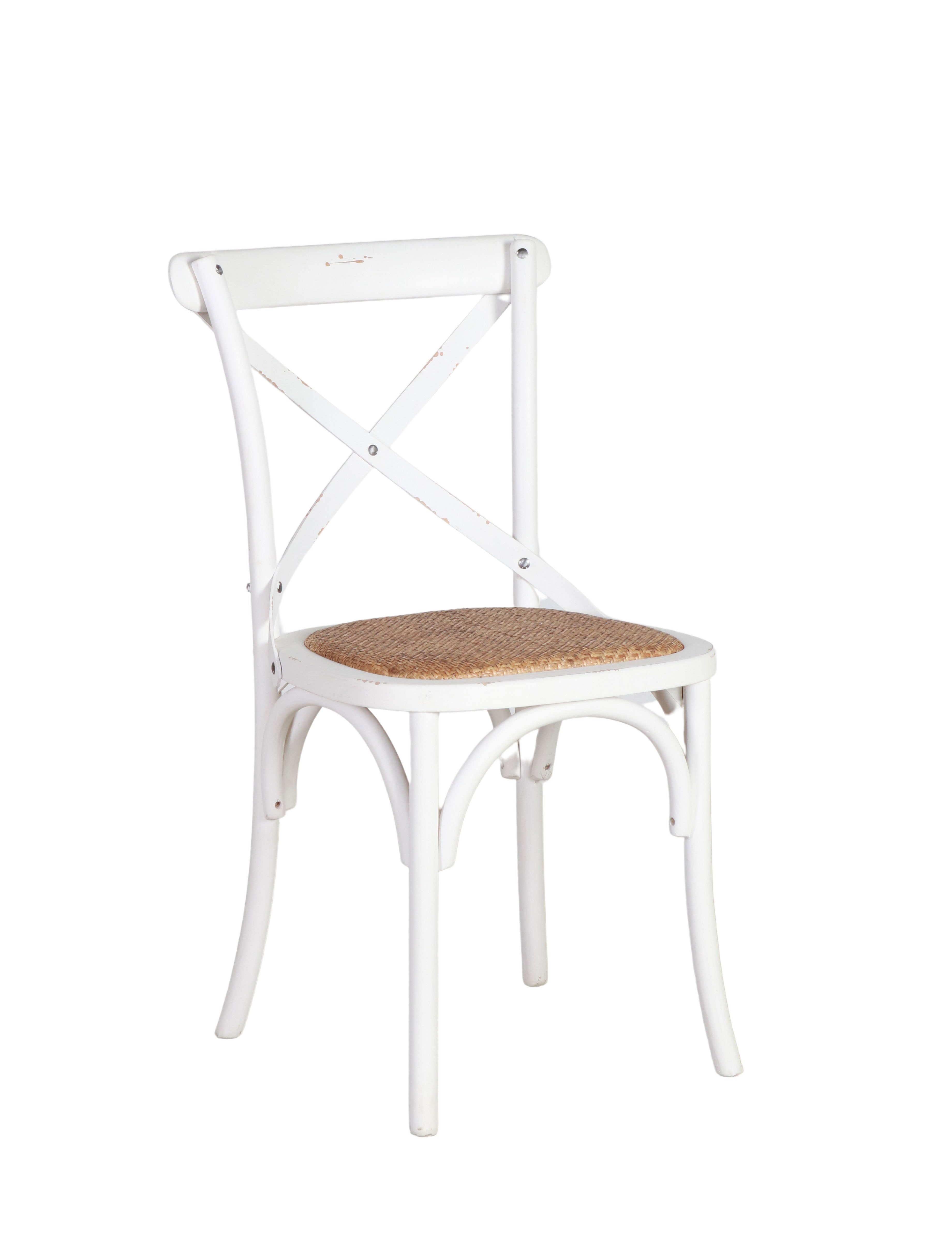 Block & Chisel white distressed birch wood crossback dining chair