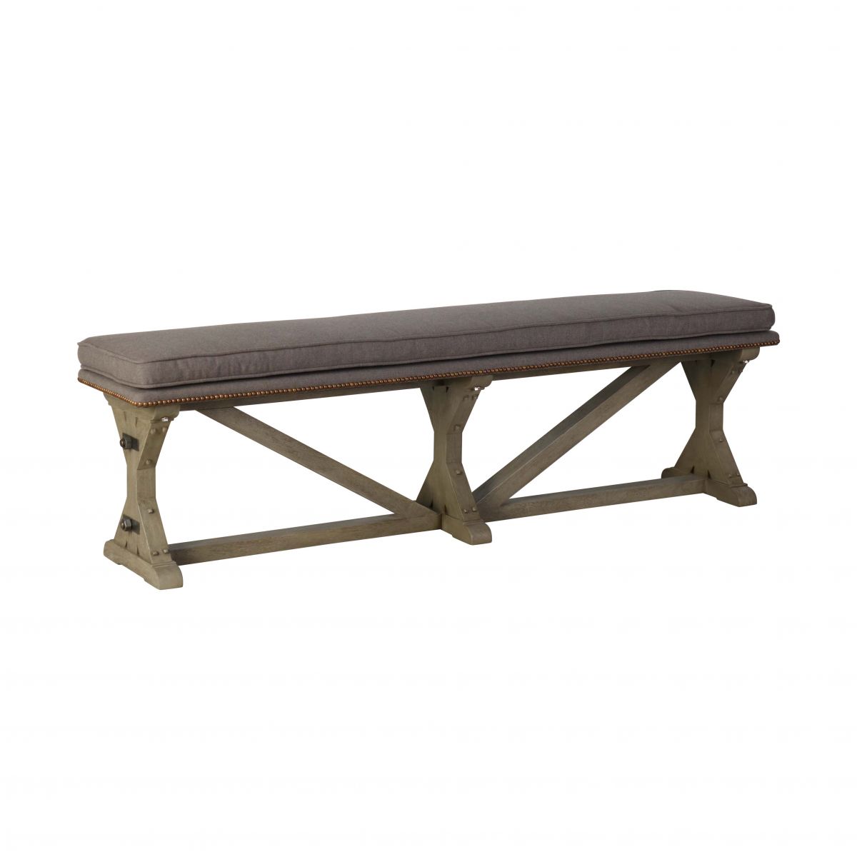 wooden bench with upholstered seat