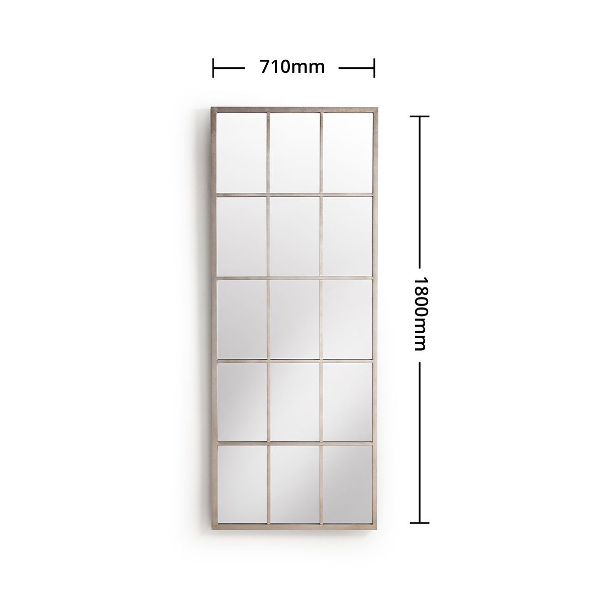 silver metal framed window pane mirror