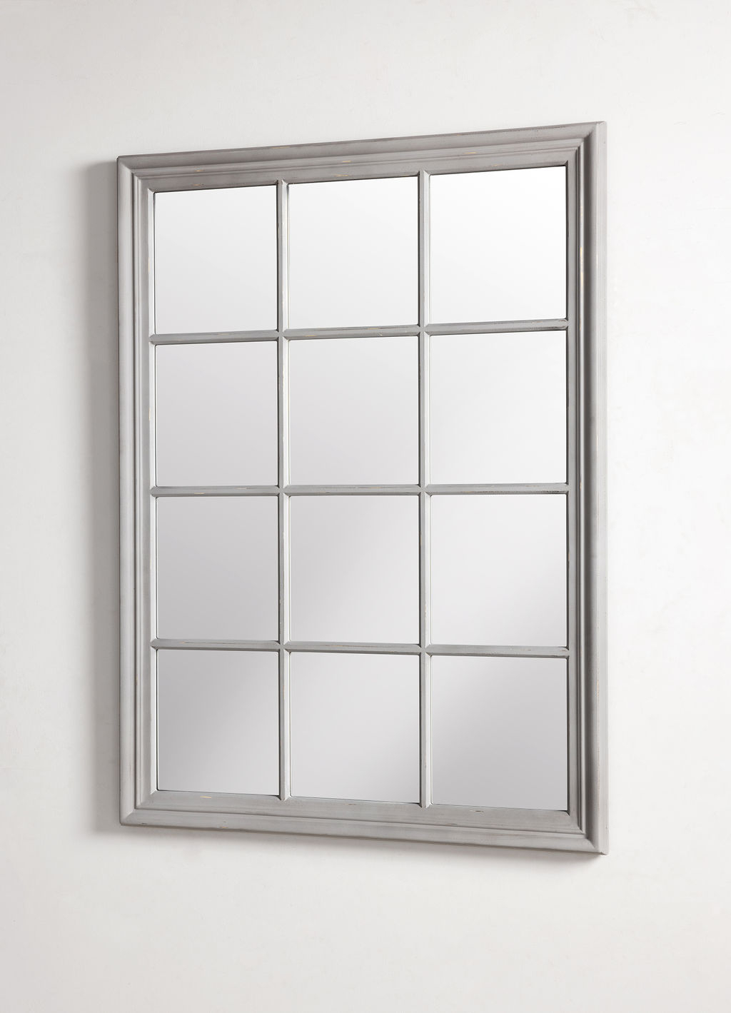 Grey grid windowpane mirror