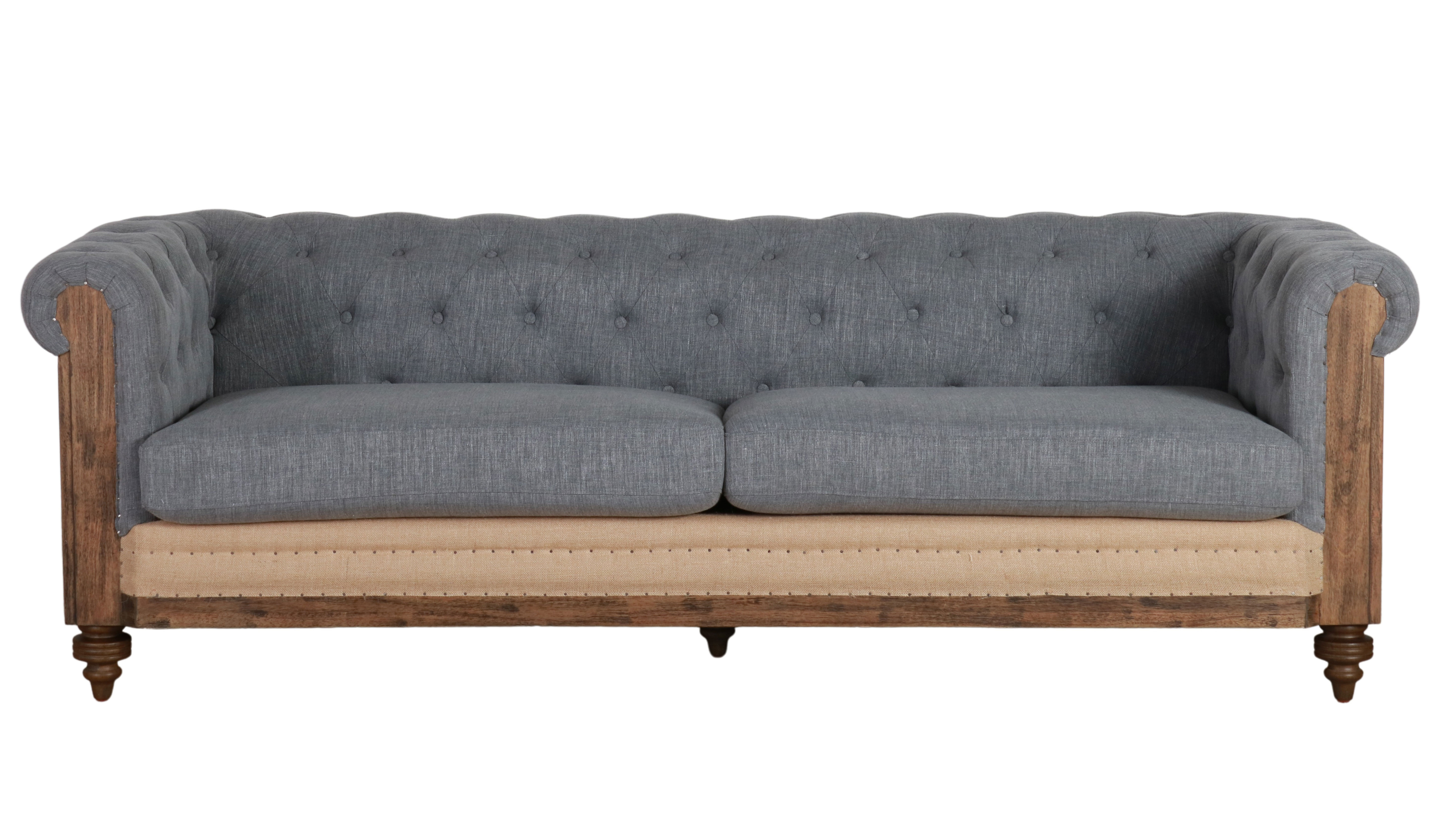 Grey upholstered vintage deconstructed sofa 