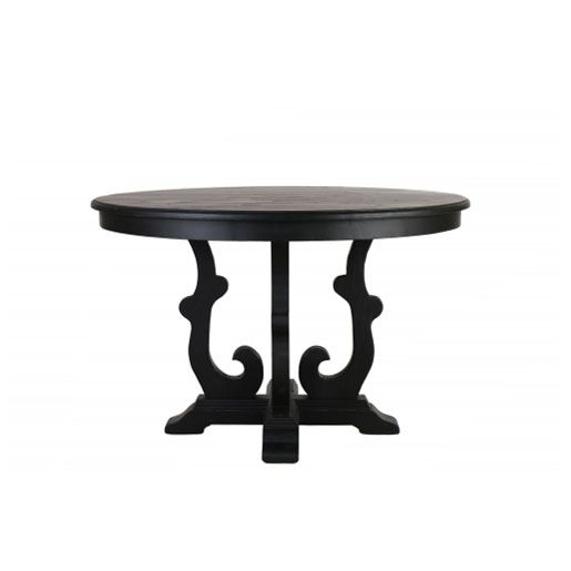 dark wood round dining table with decorative base Château Collection 