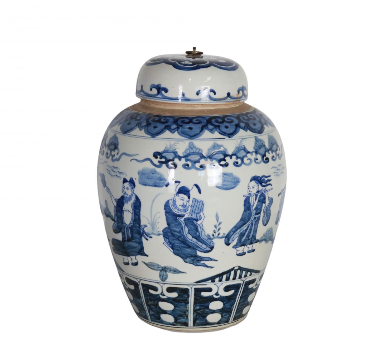 blue and white ceramic jar with lid 