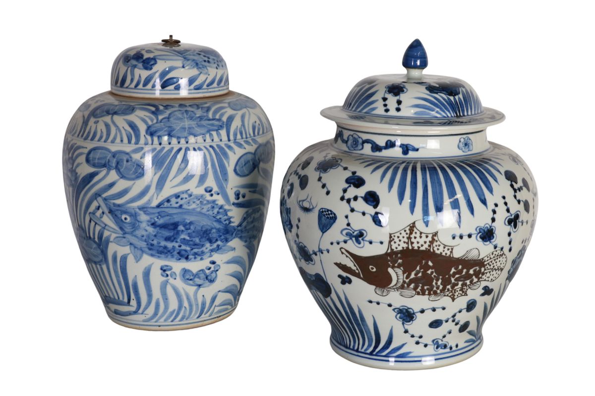 blue and white ceramic ginger jar with lid 