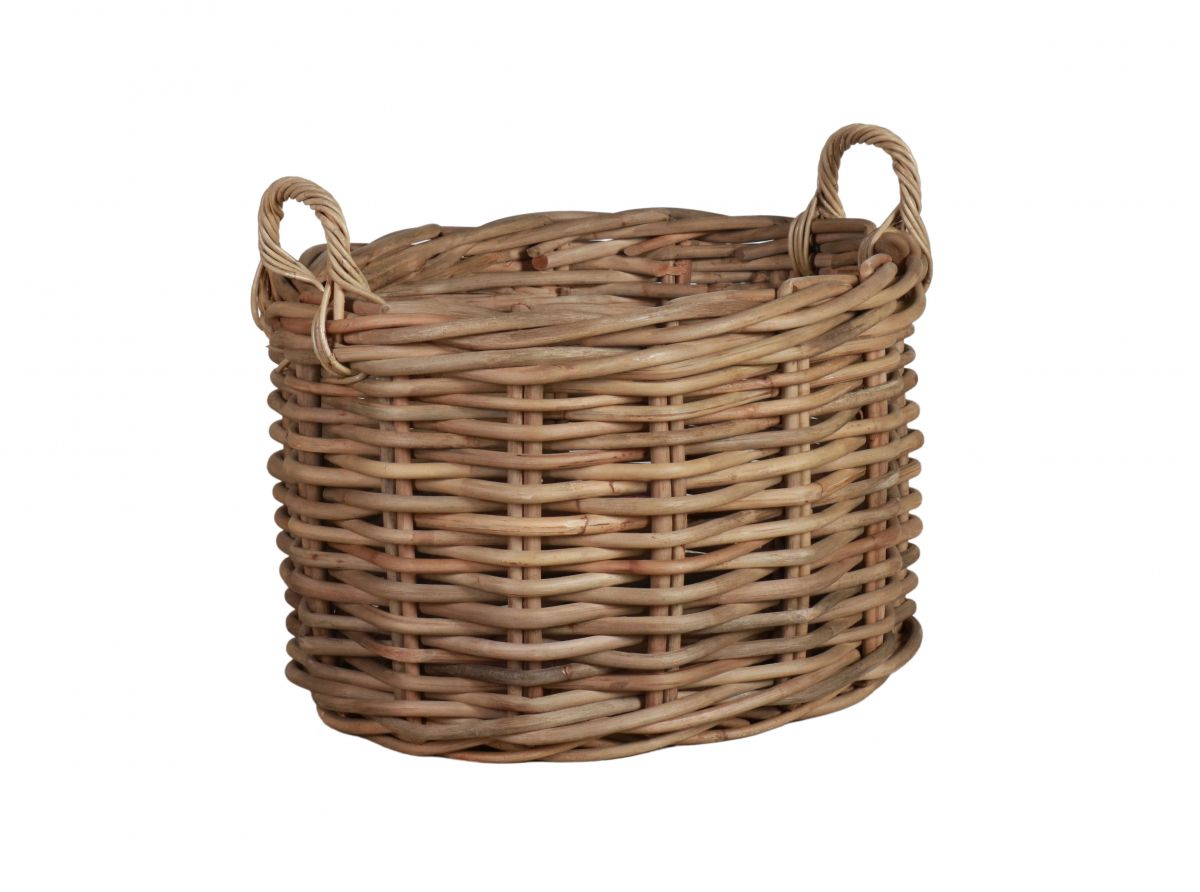 Oval kubu weave basket with handles