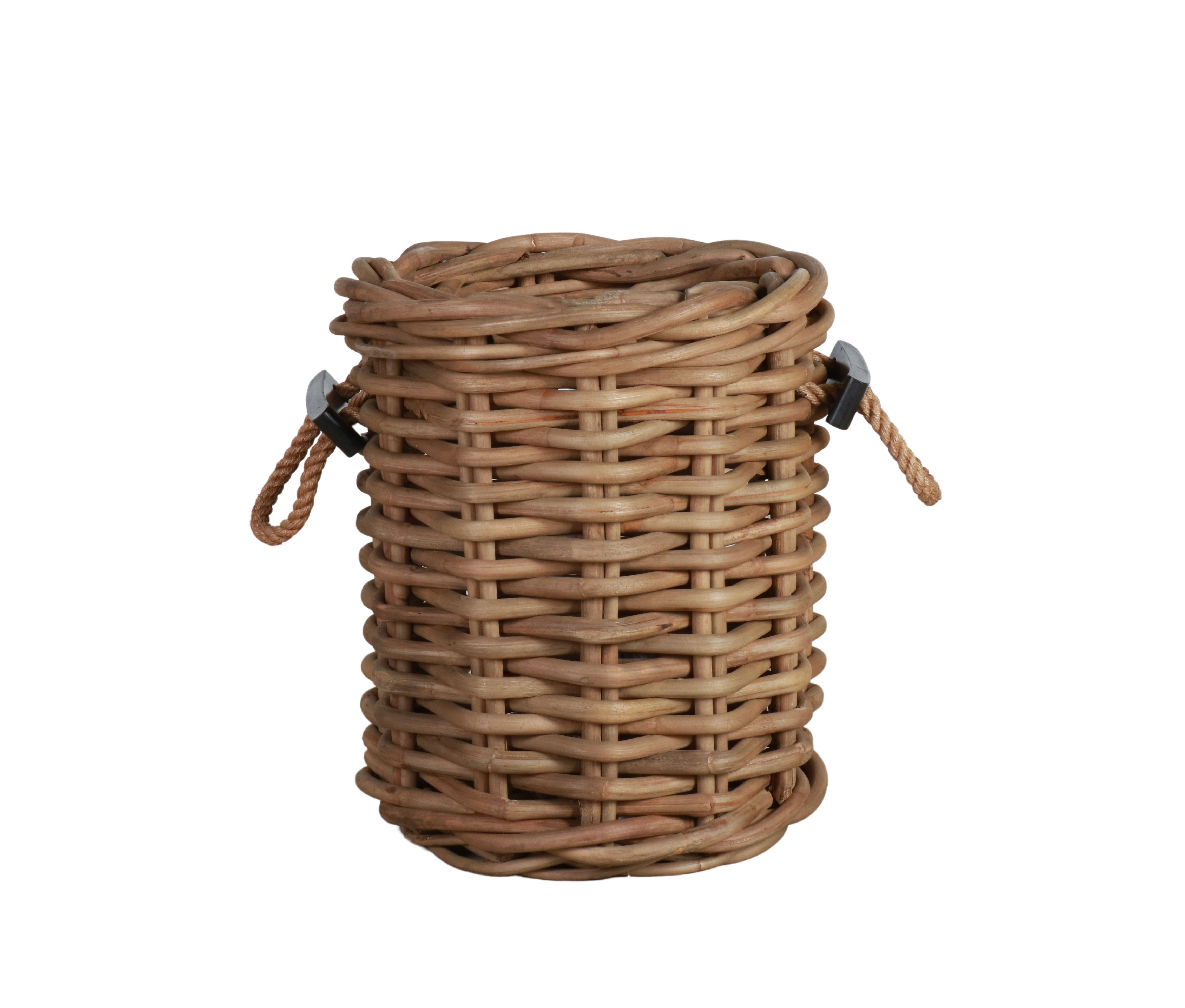 Kubu weave round basket with rope handles