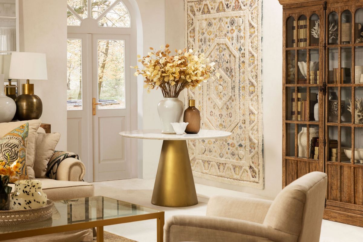 Cream tufted dhurrie rug naksha Range