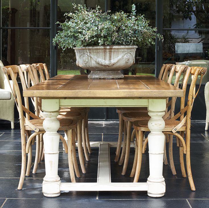 Block & Chisel two tone weathered oak dining table with antique white base