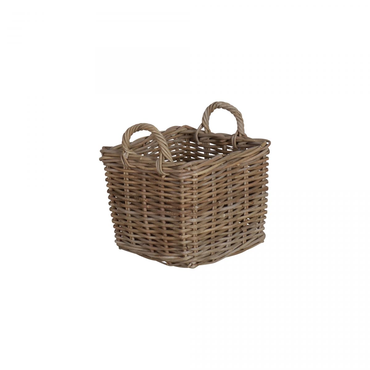 Square rattan storage basket with handles