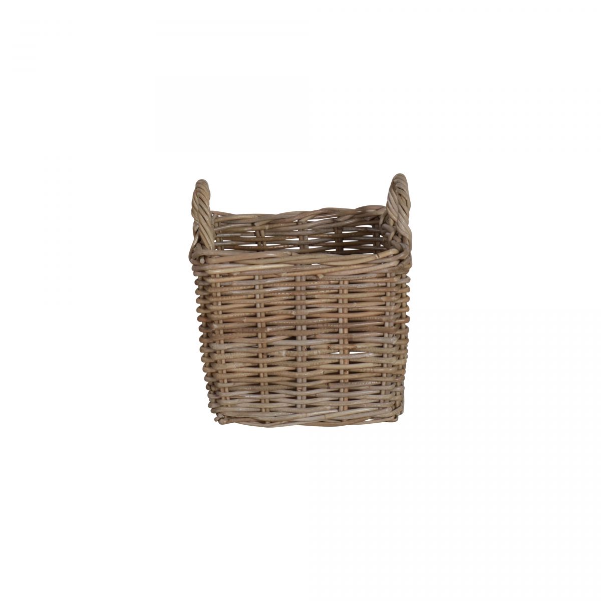 Square rattan storage basket with handles