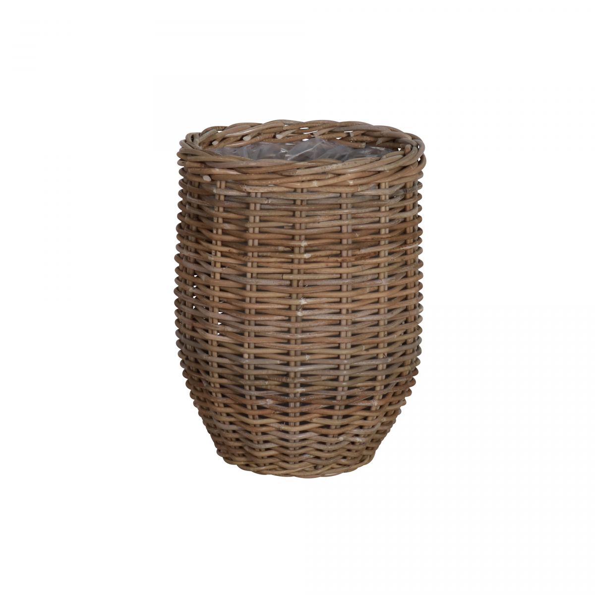 Rattan basket planter with plastic lining