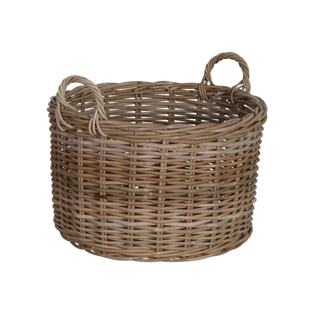 Round kubu weave basket with handles