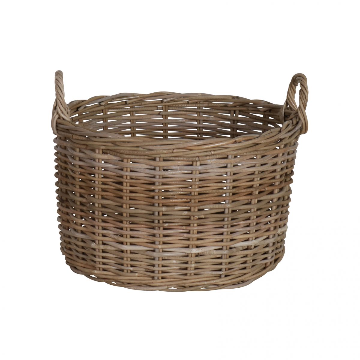 Round kubu weave basket with handles