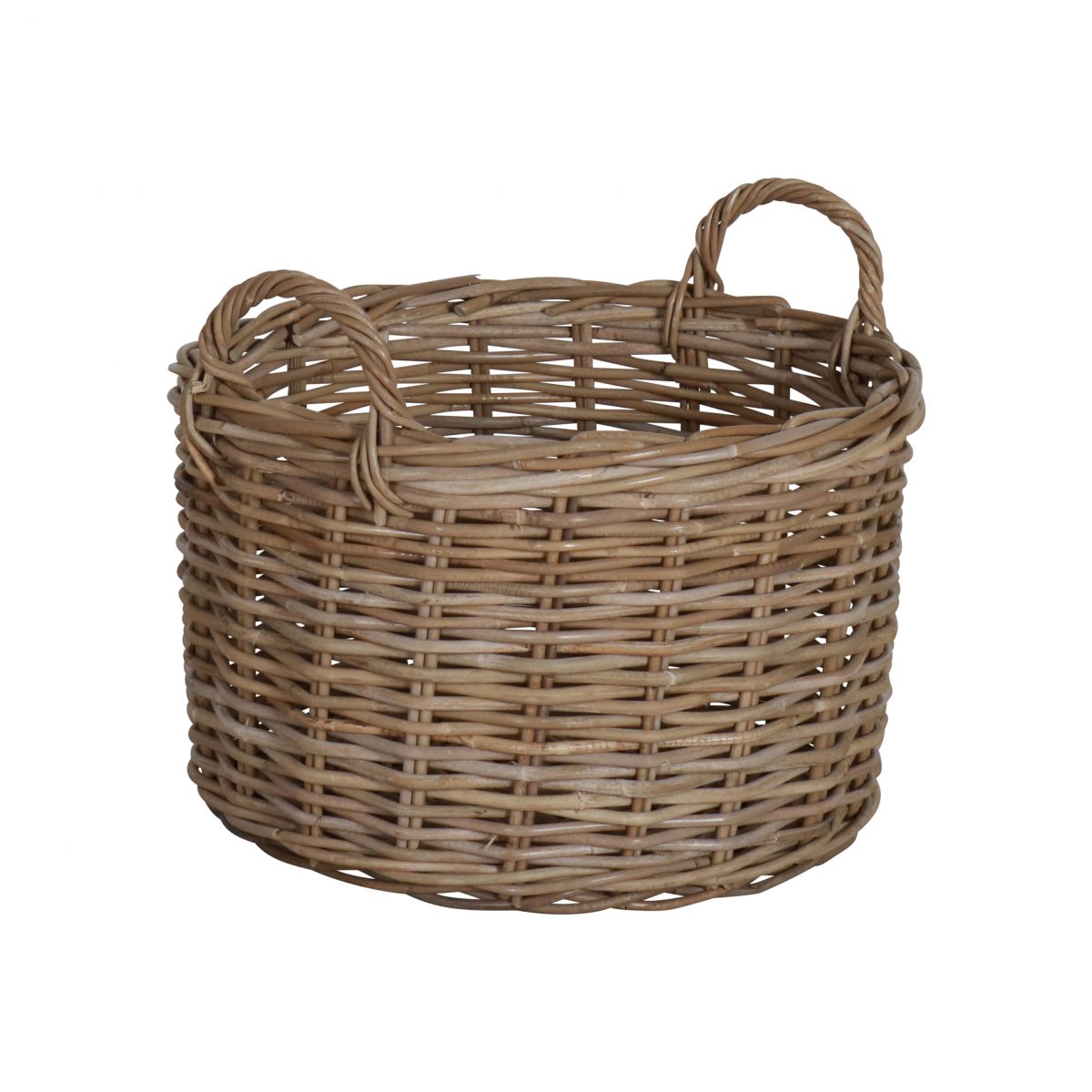Round kubu weave basket with handles