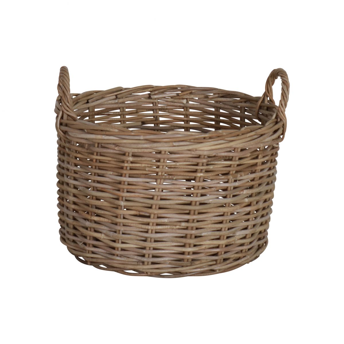 Round kubu weave basket with handles