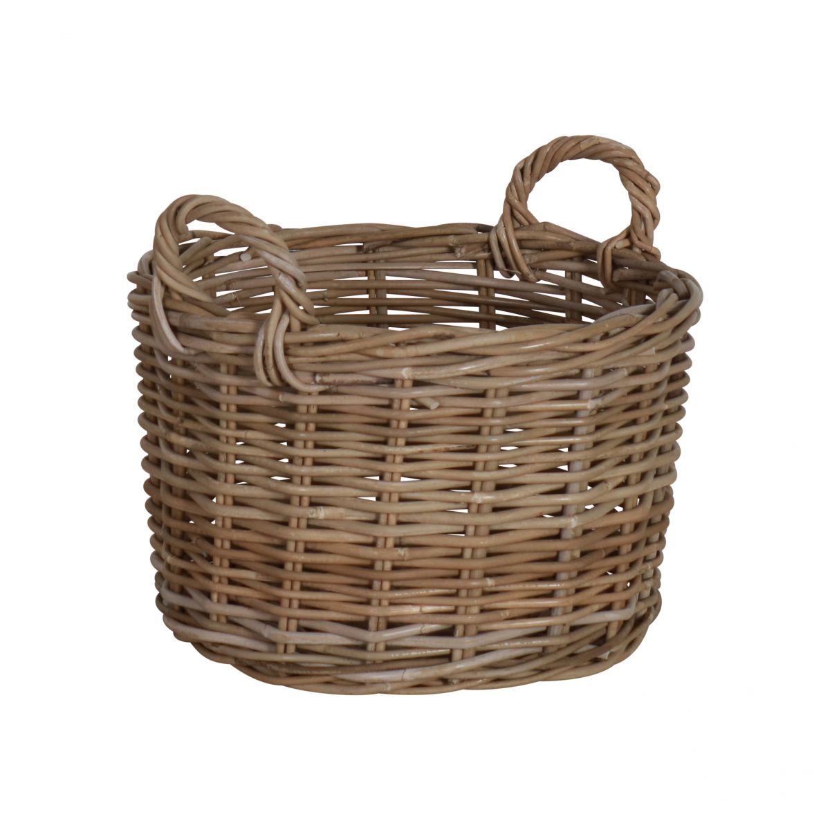Round kubu weave basket with handles