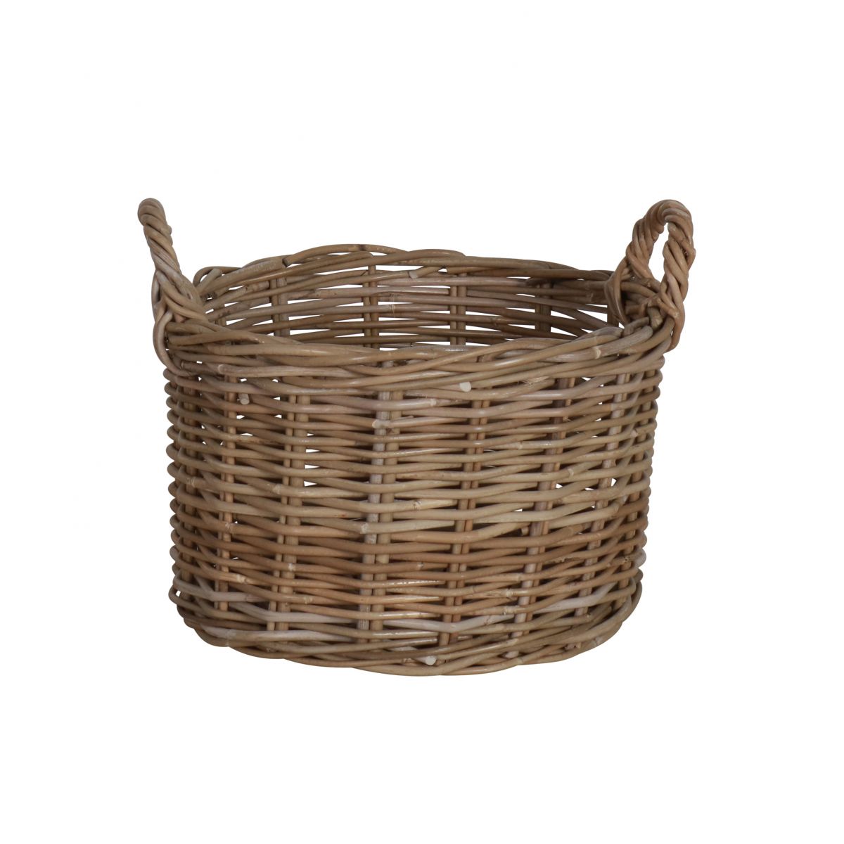 Round kubu weave basket with handles
