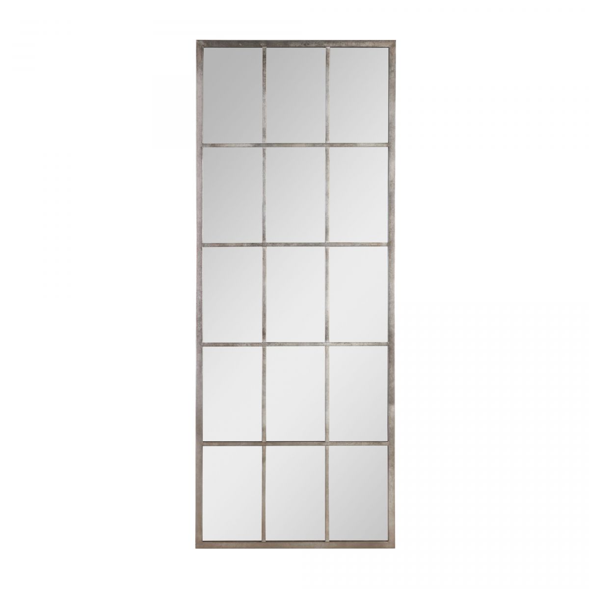 silver metal framed window pane mirror