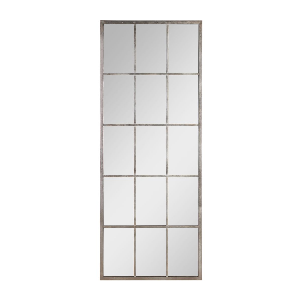 silver metal framed window pane mirror