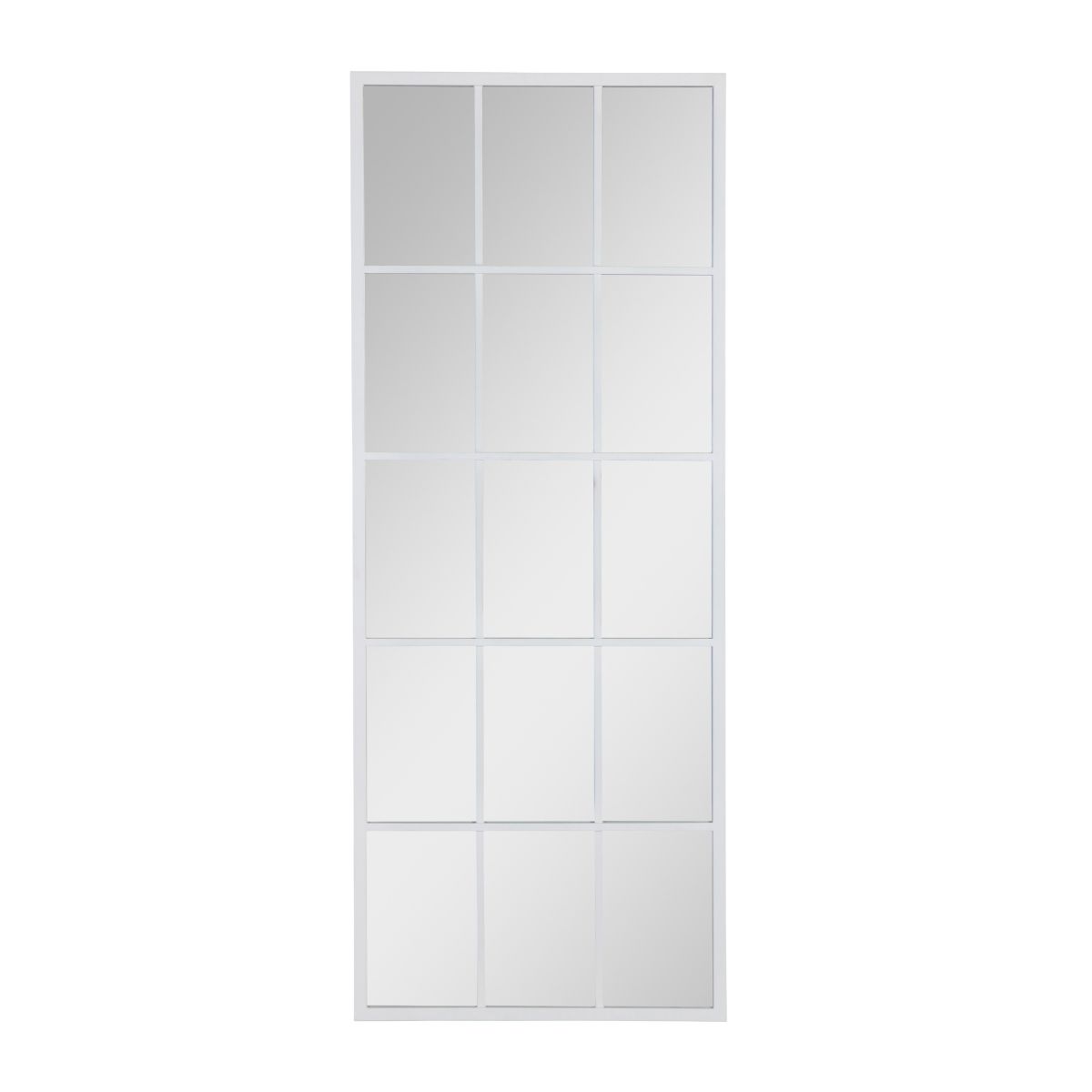White metal framed window pane mirror