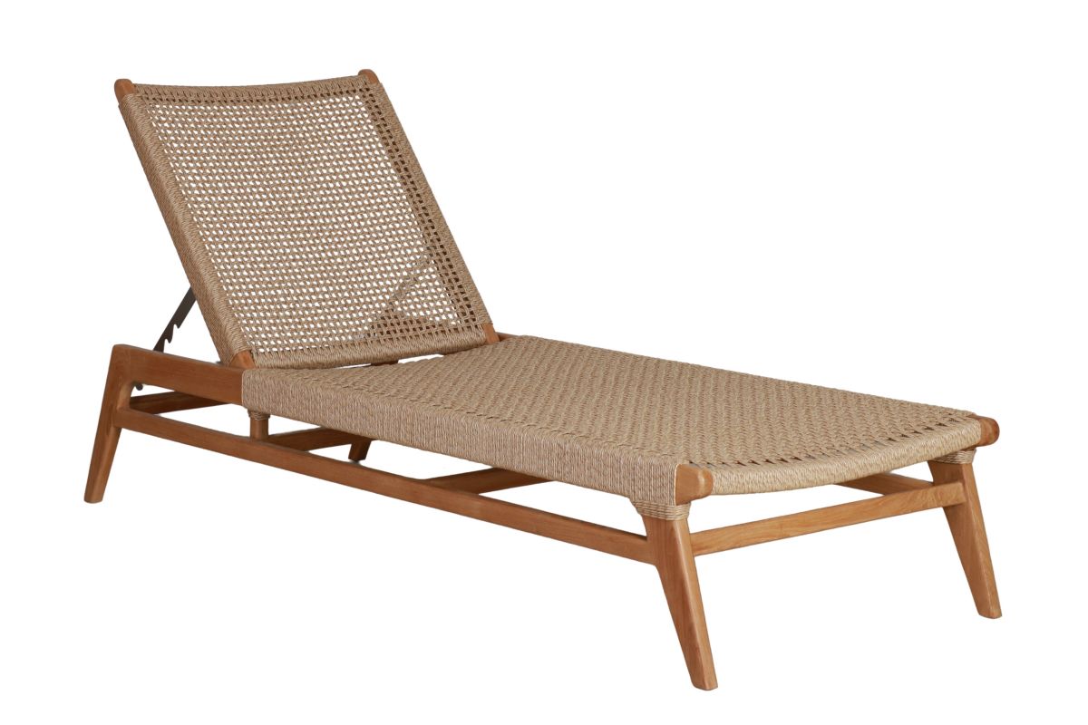 Adjustable sun lounger in teak resort collection