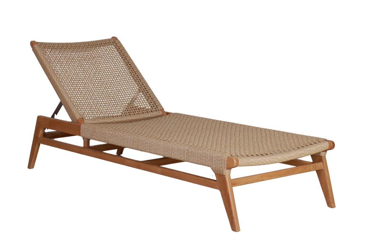 Adjustable sun lounger in teak resort collection