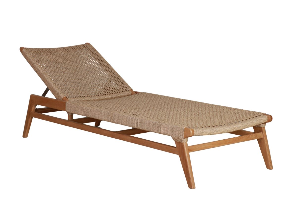 Adjustable sun lounger in teak resort collection