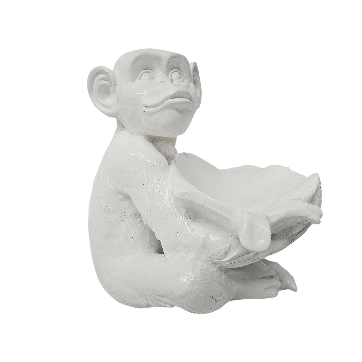 Block and chisel white resin monkey bowl