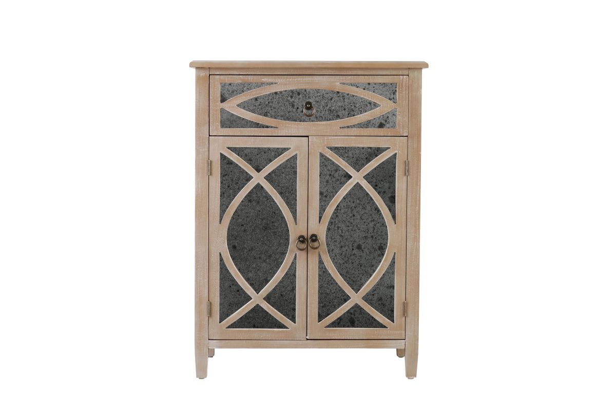 Block & Chisel wooden bedside table with antique mirror detail Château Collection