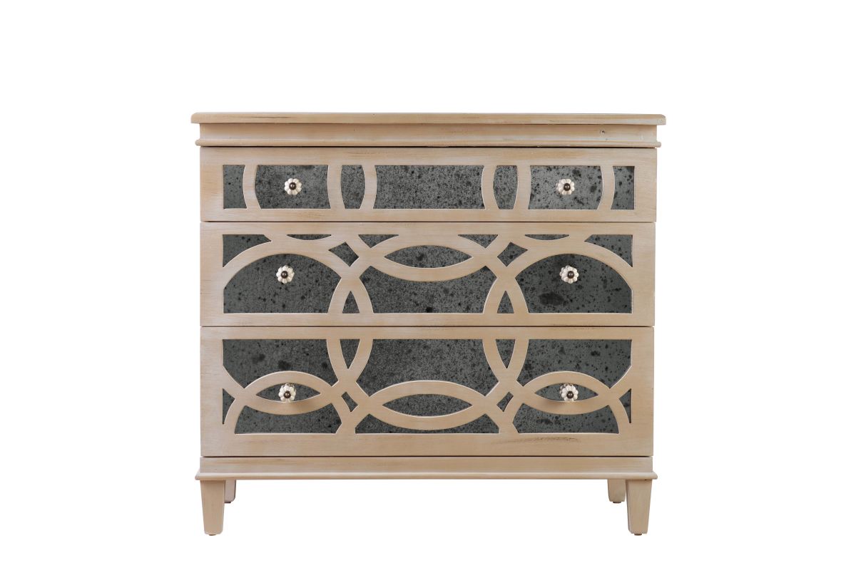 Block & Chisel wooden chest of drawers with antique mirror detail Château Collection