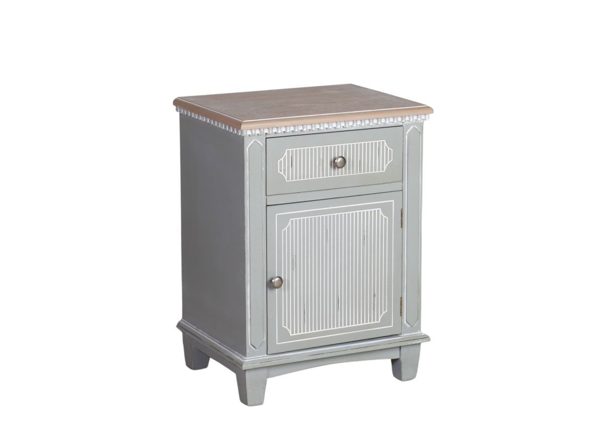 distressed bedside with 1 drawer and 1 door Château Collection 