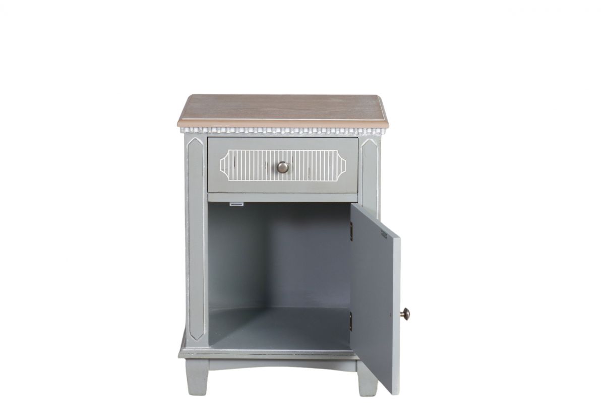 distressed bedside with 1 drawer and 1 door Château Collection 