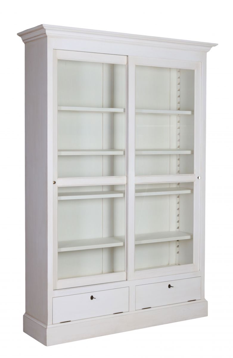 antique white sliding door bookcase 