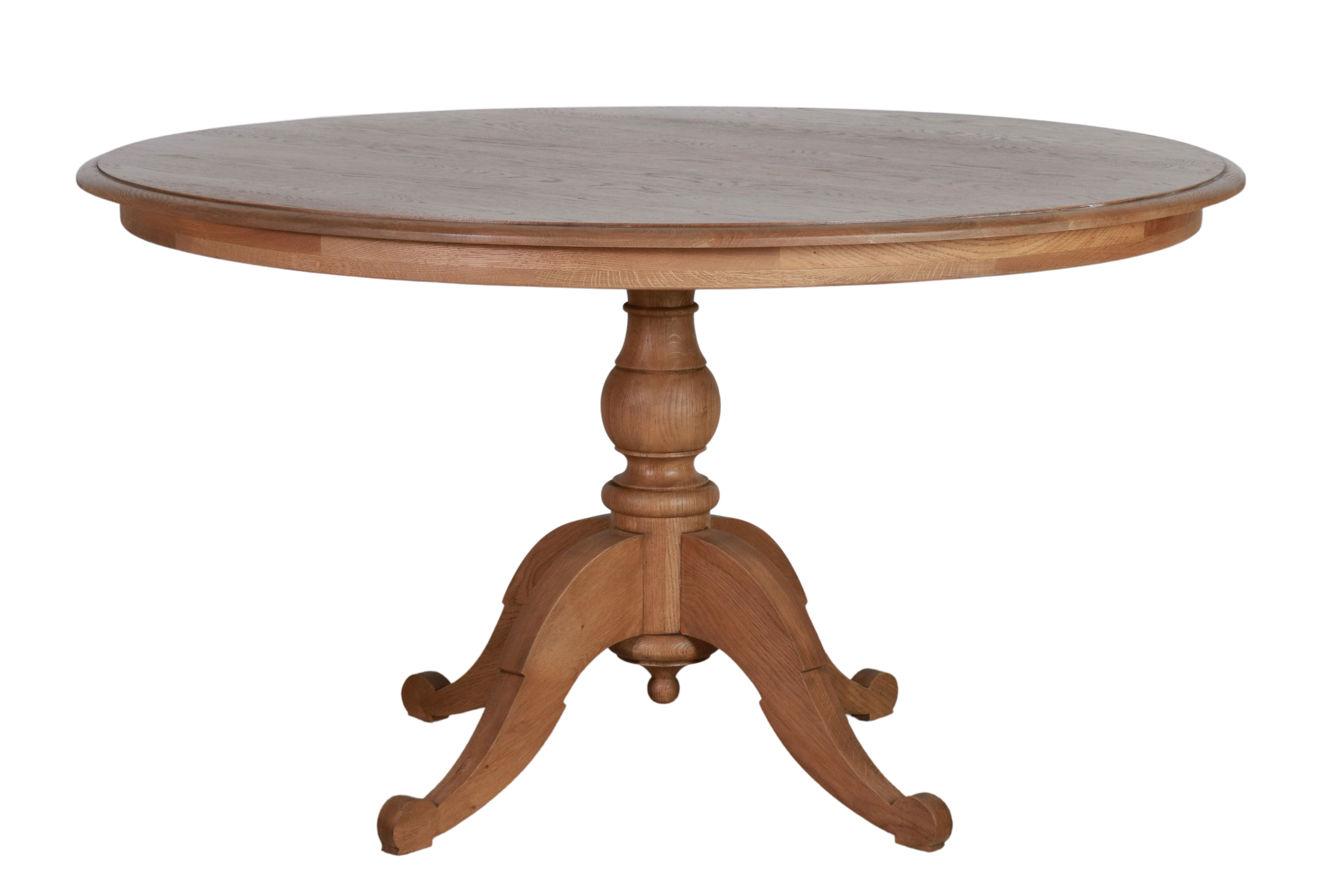 Round dining table in solid weathered oak