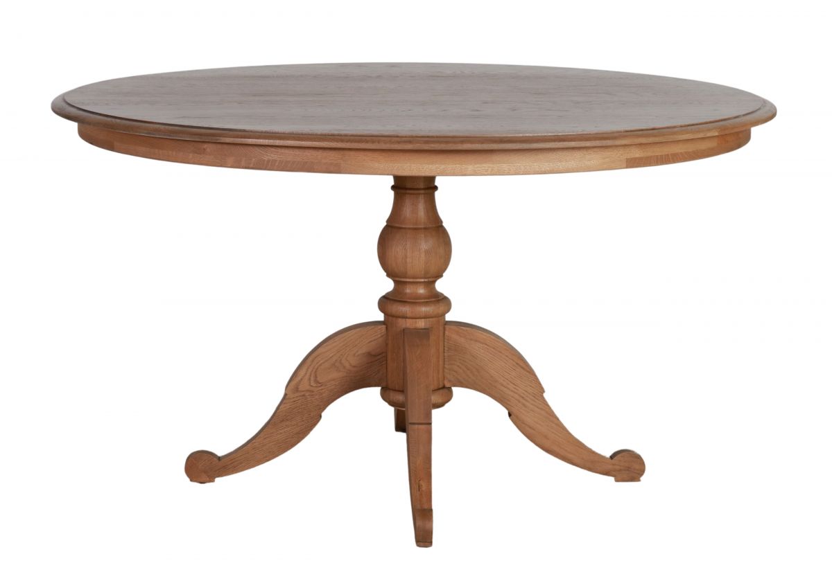 Round dining table in solid weathered oak