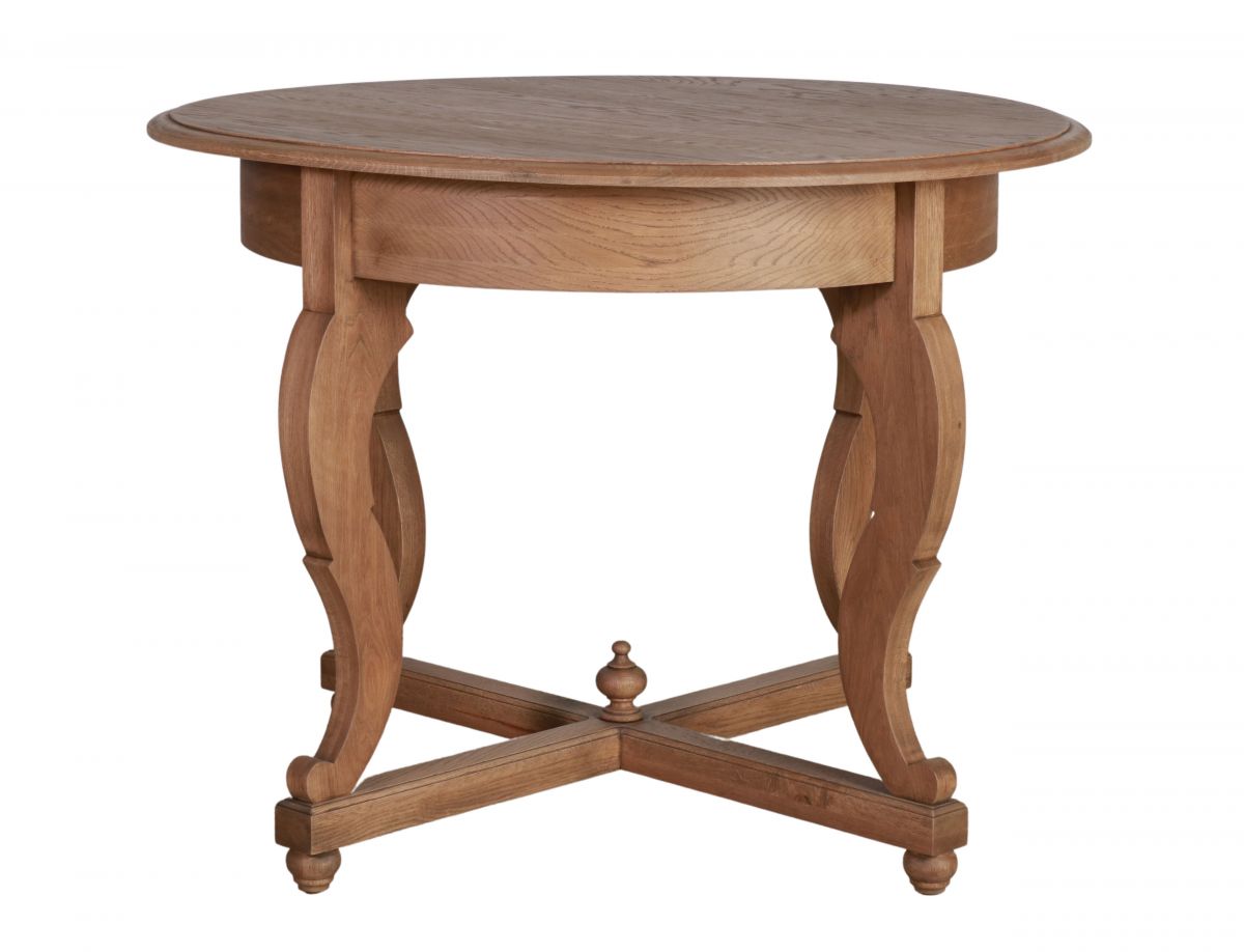 Block & Chisel round solid weathered oak table