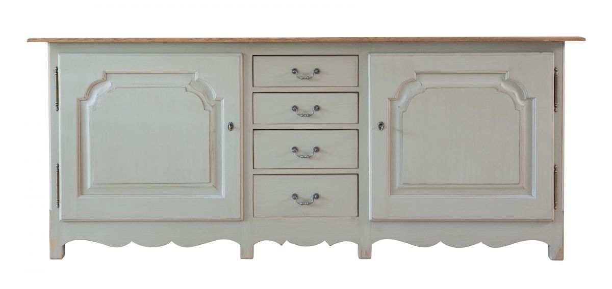 Block & Chisel 4 drawer weathered oak sideboard in biscuit