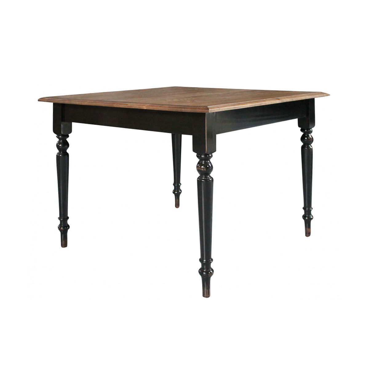 Block & Chisel square antique weathered oak dining table with black finish