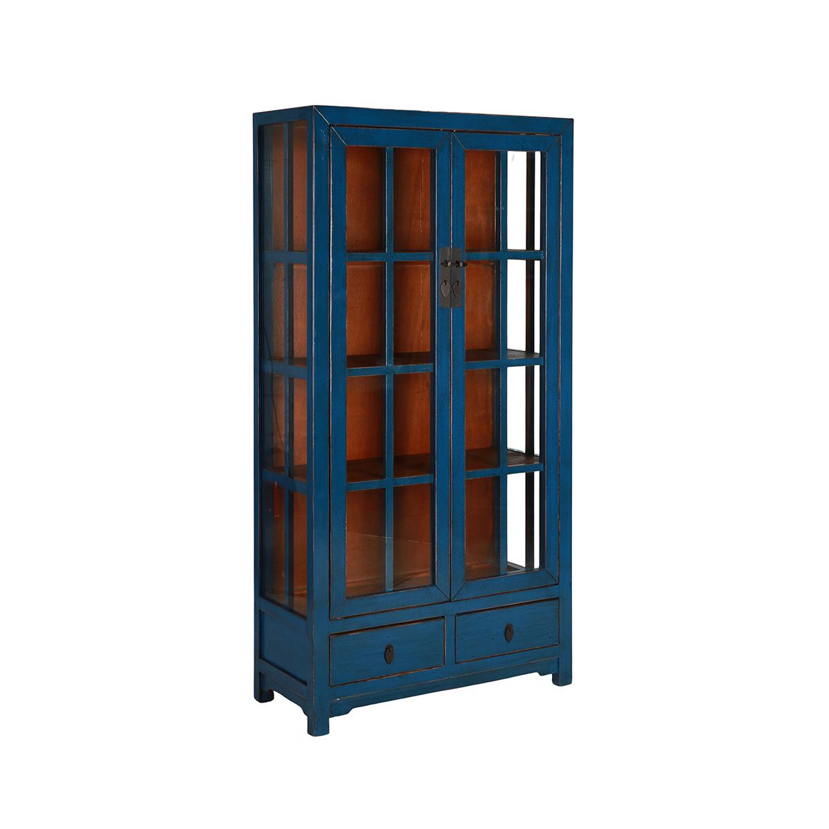 Blue lacquered display cabinet 