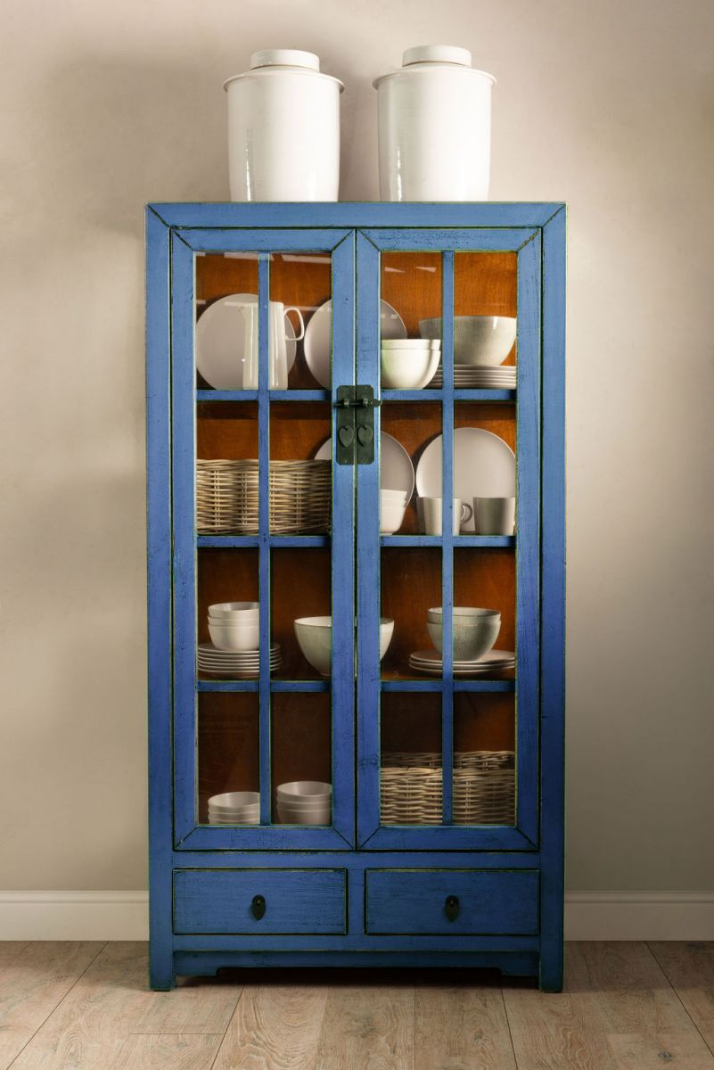 Cabinet with glass doors and drawers
