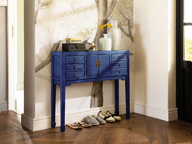 dark blue lacquered chinese console