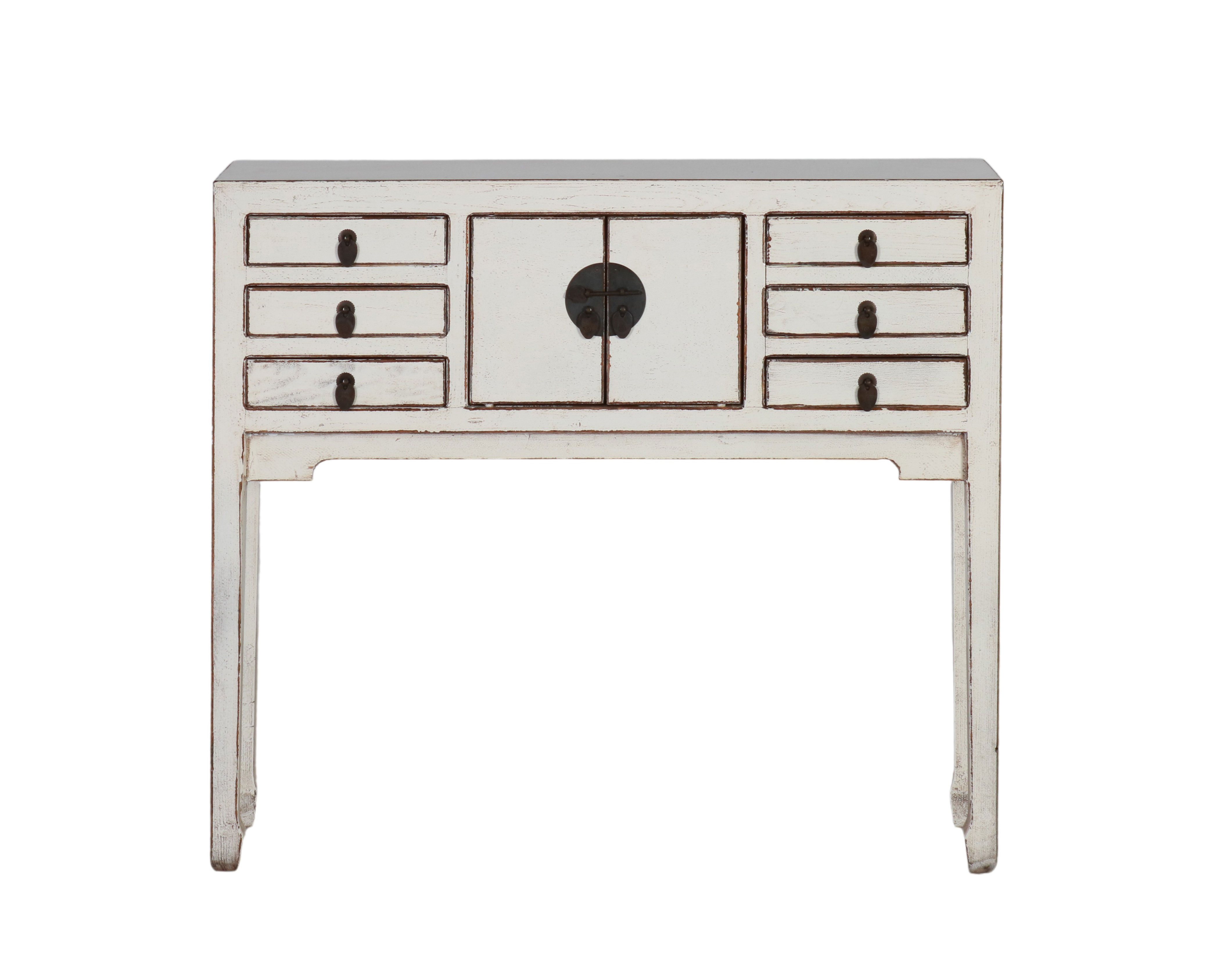 white painted asian inspired console 