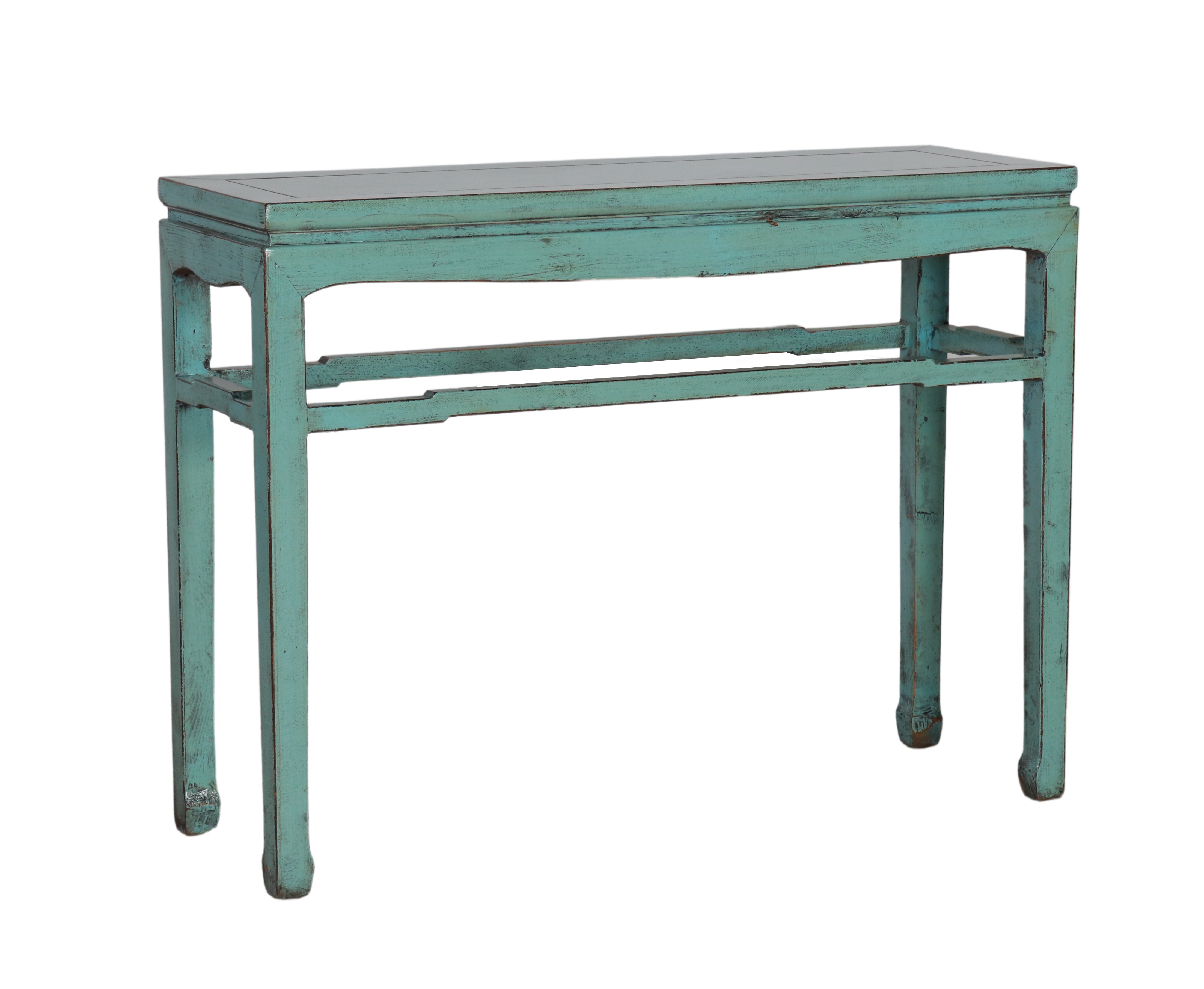 blue lacquered asian inspired console