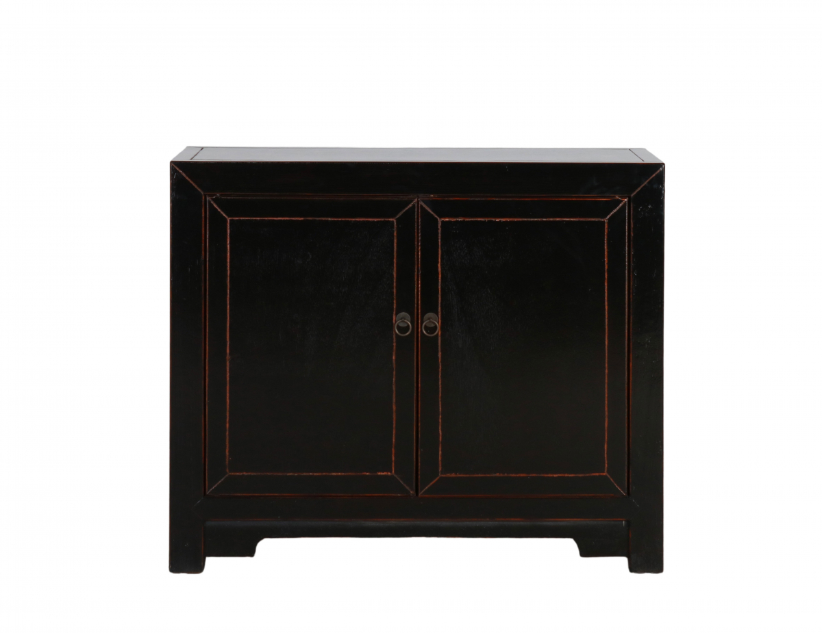 Black lacquered Chinese cabinet 2 doors