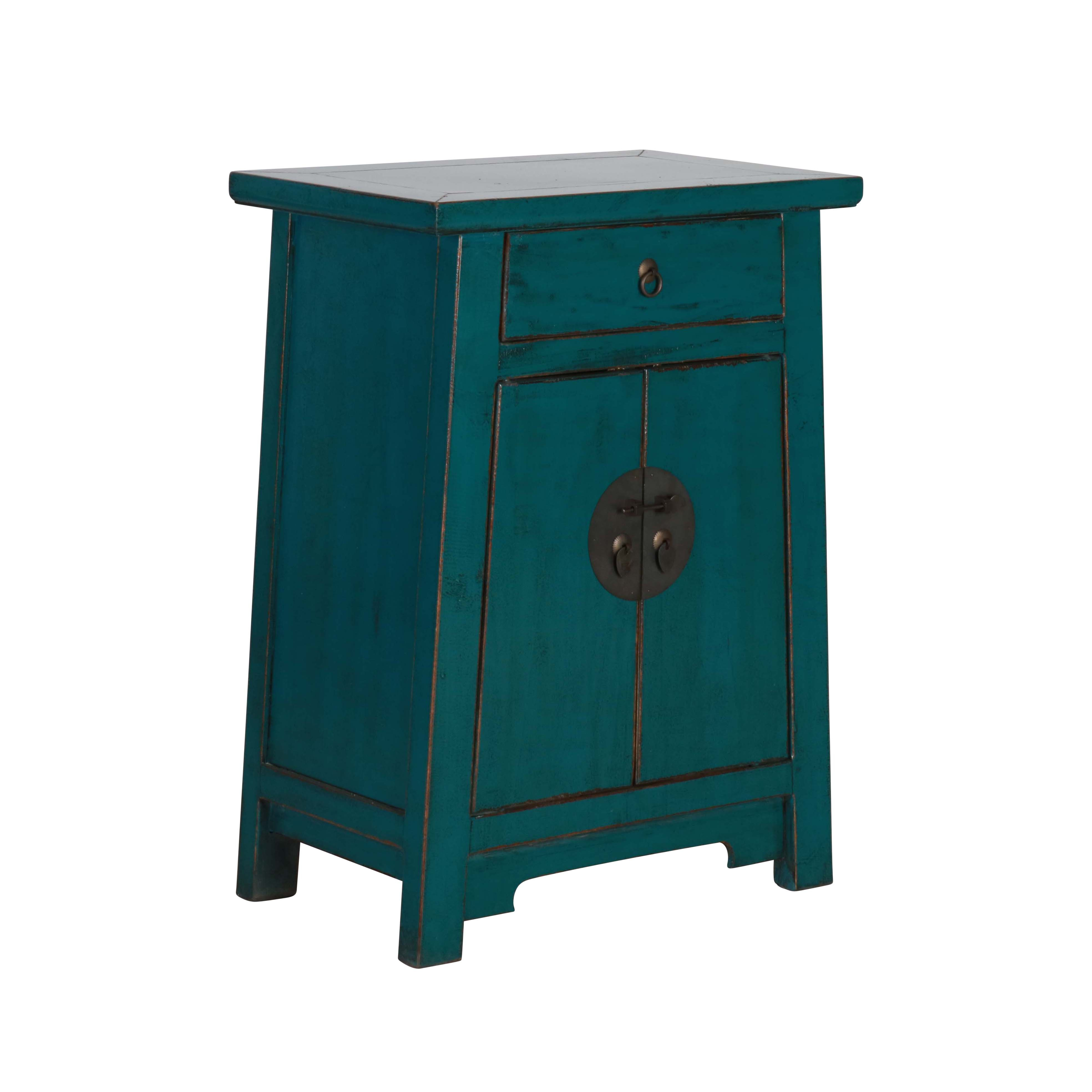 teal lacquered chinese storage cabinet 